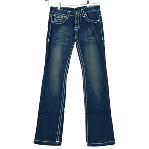 True Religion Joey Super T Jeans Womens 28 Low Rise Boot White Flap Pockets Y2K